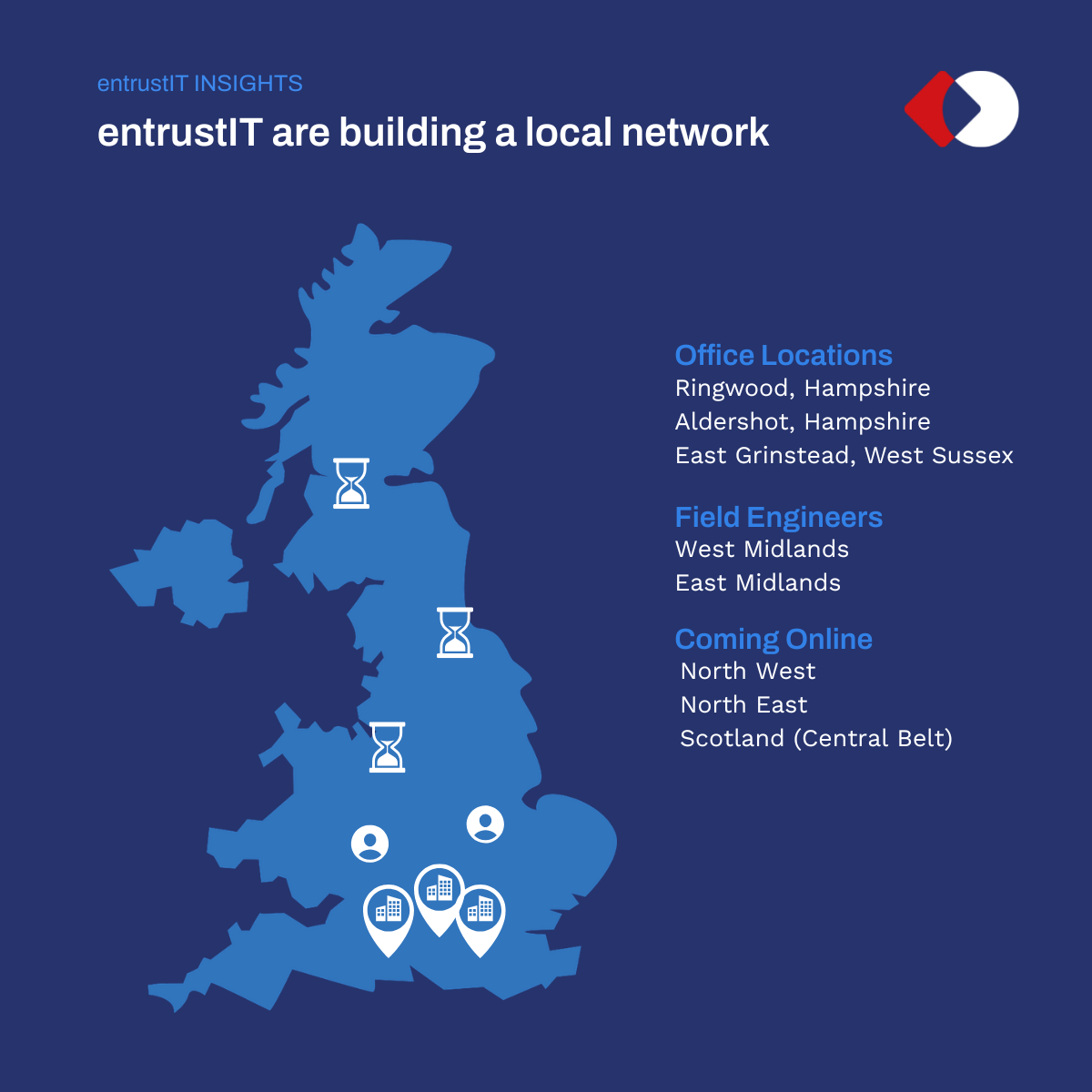 entrustIT offices and field engineers across the UK
