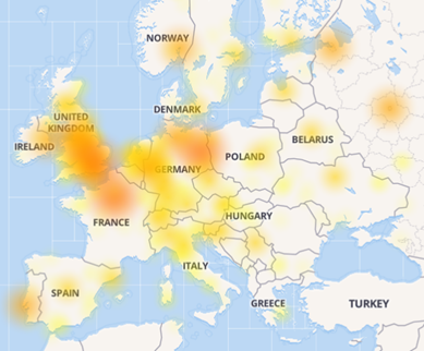 Europe on DownDetector