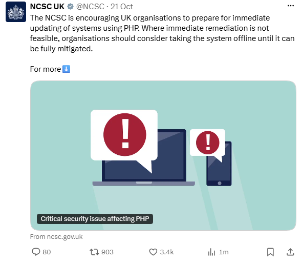NCSC PHP alert