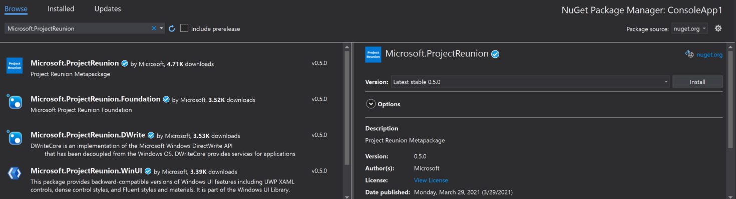 reunion-nuget-install