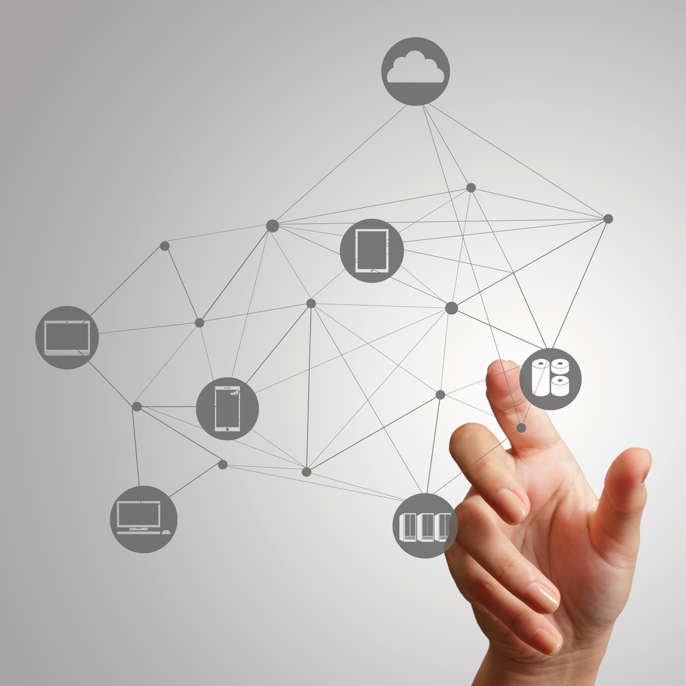 hand working with a Cloud Computing diagram on the new computer interface as concept